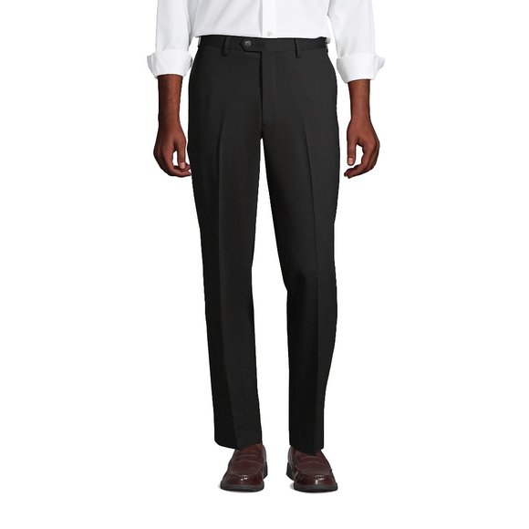 Lands' End Outfitters Dress Pants, Black, Unfished Hem,  Plain front Slim, NWT - Picture 1 of 4